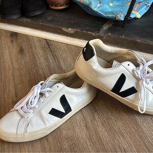 Veja White Sneakers with Black Logo